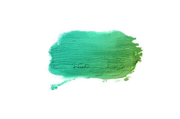 Smear och textur av läppstift eller akrylfärg isolerad på vit bakgrund. Smaragd färg — Stockfoto
