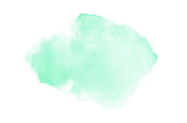 흰색에 고립 된 아쿠아렐 페인트의 액체 튀김추상 수채화 배경 이미지. 청록색 톤 — 스톡 사진
