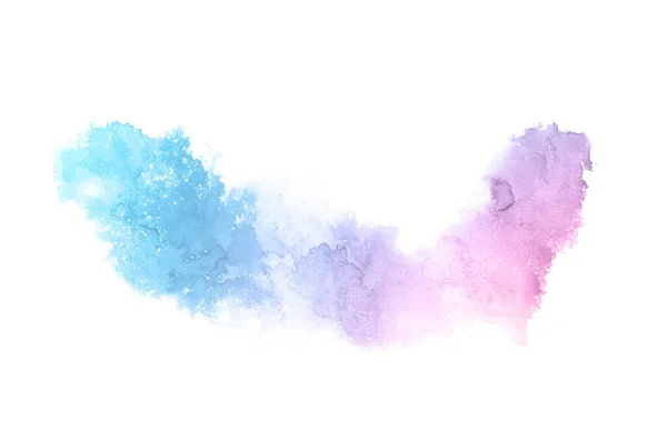 Abstraktes Aquarell-Hintergrundbild mit einem flüssigen Spritzer Aquarellfarbe, isoliert auf Weiß. rosa und blaue Pastelltöne — Stockfoto