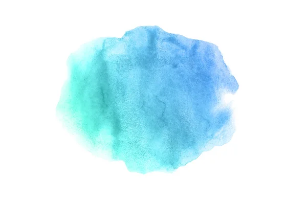 Abstract aquarel achtergrondafbeelding met een vloeibare Splatter van Aquarelle verf, geïsoleerd op wit. Blauwe en turquoise pasteltinten — Stockfoto