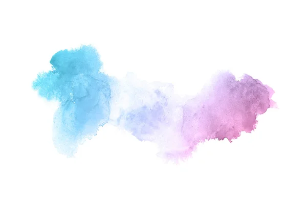 Imagem de fundo aquarela abstrata com um respingo líquido de tinta aquarelle, isolado em branco. Tons pastel rosa e azul — Fotografia de Stock