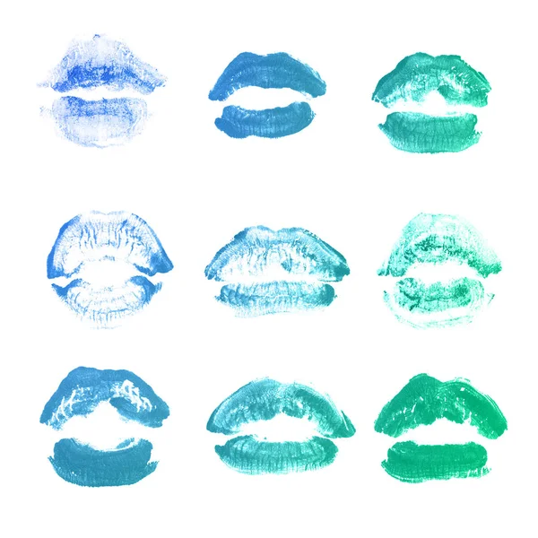 Vrouwelijke lippen lipstick kiss print set voor Valentijn dag geïsoleerd o — Stockfoto