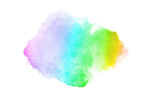 Imagen de fondo de acuarela abstracta con una salpicadura líquida de pintura acuarela, aislada en blanco. Tonos arco iris —  Fotos de Stock