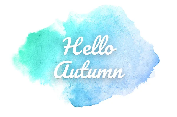 Image de fond aquarelle abstraite avec éclaboussure liquide de peinture aquarelle. Tons pastel bleu et turquoise. Bonjour automne — Photo