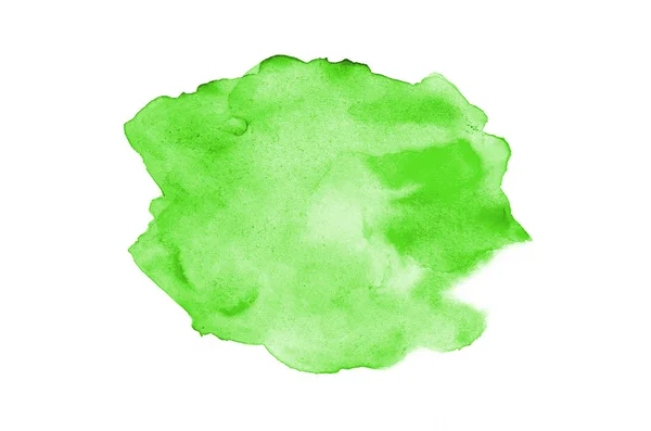 Abstraktes Aquarell-Hintergrundbild mit einem flüssigen Spritzer Aquarellfarbe, isoliert auf Weiß. Grüntöne — Stockfoto