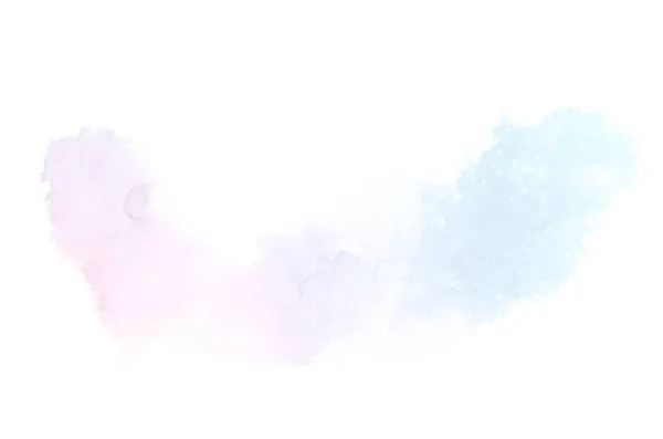 Abstraktes Aquarell-Hintergrundbild mit einem flüssigen Spritzer Aquarellfarbe, isoliert auf Weiß. rosa und blaue Pastelltöne — Stockfoto