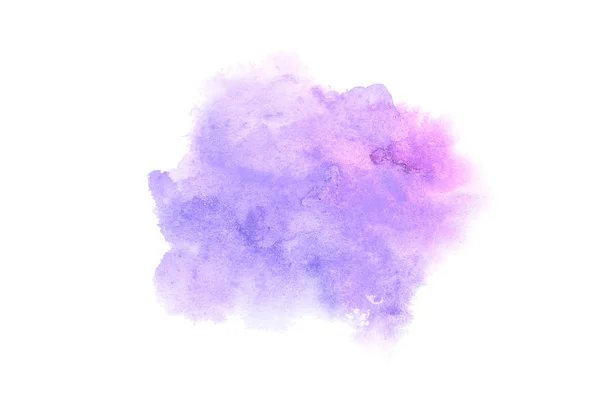 Image abstraite de fond aquarelle avec une éclaboussure liquide de peinture aquarelle, isolée sur blanc. Tons violets — Photo