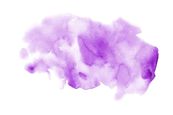 Abstract watercolor background image with a liquid splatter of aquarelle paint, isolated on white. Purple tones — Stock Photo, Image