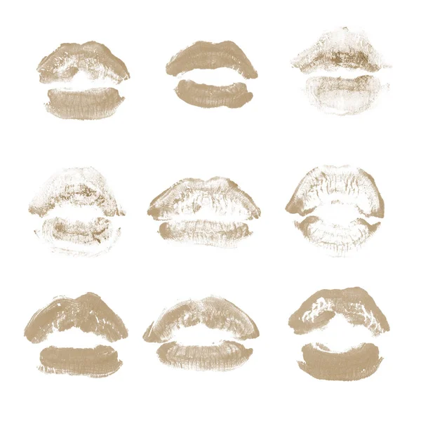 Vrouwelijke lippen lipstick kiss print set voor Valentijn dag geïsoleerd o — Stockfoto