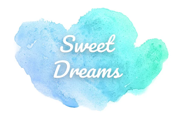 Abstract watercolor background image with a liquid splatter of aquarelle paint.Blue and turquoise pastel tones. Sweet Dreams — Stock Photo, Image