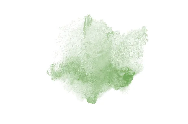 Imagem de fundo aquarela abstrata com um respingo líquido de tinta aquarelle, isolado em branco. Tons verde escuro — Fotografia de Stock