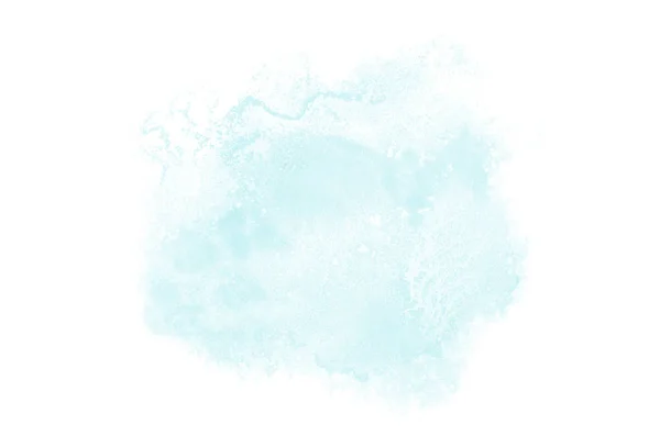 Image abstraite de fond aquarelle avec une éclaboussure liquide de peinture aquarelle, isolée sur blanc. tons bleu clair — Photo