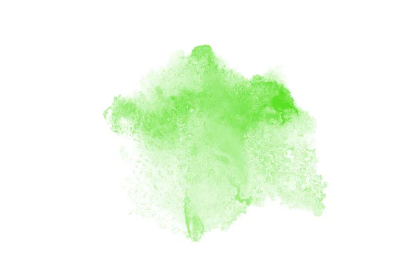 Abstract watercolor background image with a liquid splatter of aquarelle paint, isolated on white. Green tones — Stock Photo, Image