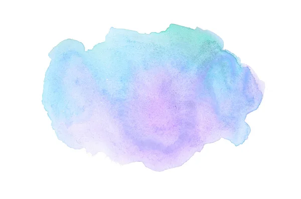 Image abstraite de fond aquarelle avec une éclaboussure liquide de peinture aquarelle, isolée sur blanc. tons pastel rose et bleu — Photo