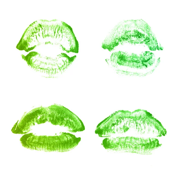 Vrouwelijke lippen lipstick kiss print set voor Valentijn dag geïsoleerd o — Stockfoto