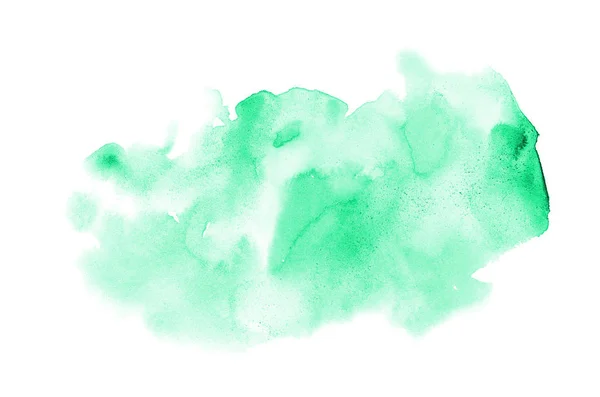 Imagem de fundo aquarela abstrata com um respingo líquido de tinta aquarelle, isolado em branco. Tonalidades turquesa — Fotografia de Stock