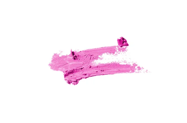 Smear and texture of lipstick or acrylic paint isolated on white background. Pink color — Stock Photo, Image