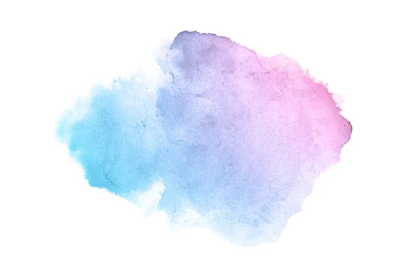 Image abstraite de fond aquarelle avec une éclaboussure liquide de peinture aquarelle, isolée sur blanc. tons pastel rose et bleu — Photo