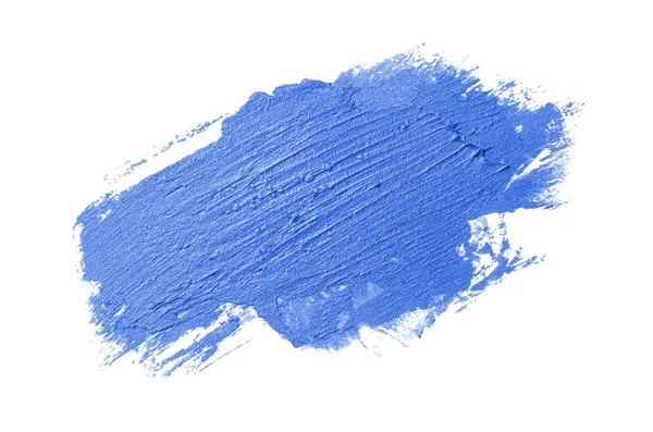 Мазок и текстура помады или акриловой краски изолированы на белом фоне. Синий цвет — стоковое фото