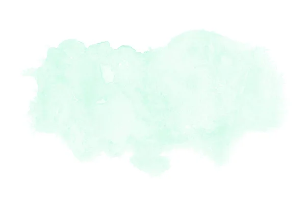 Beyaz üzerine izole edilmiş, sıvı bir kova boyası ile soyut suluboya arka plan görüntüsü. Turkuaz tonları — Stok fotoğraf
