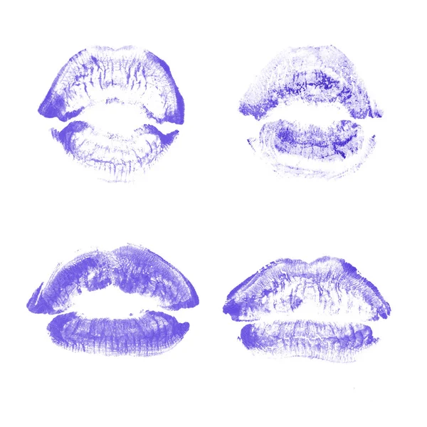 女性 嘴唇 口红 吻 打印 设置 情人节 隔离 o — 图库照片