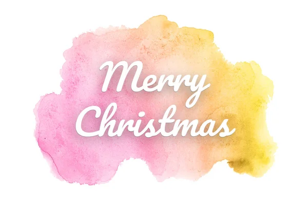 Abstract watercolor background image with a liquid splatter of aquarelle paint. Pink and yellow tones. Merry Christmas — Stock Photo, Image
