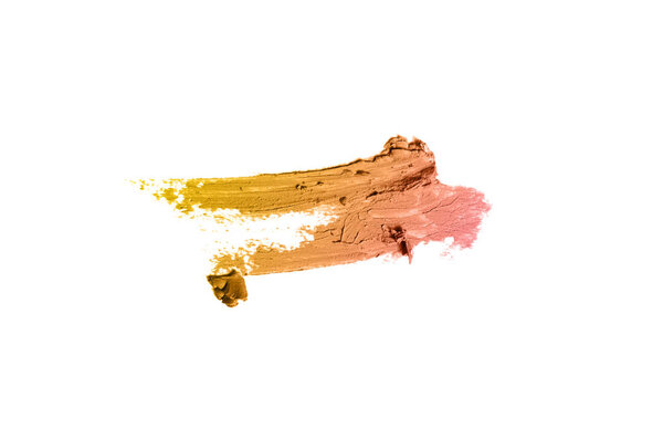 Smear and texture of lipstick or acrylic paint isolated on white