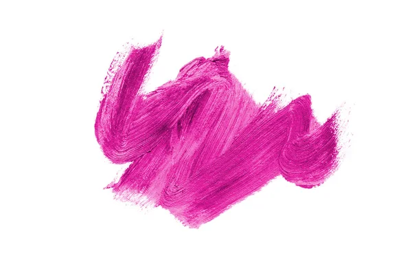 Smear och textur av läppstift eller akrylfärg isolerad på vit bakgrund. Rosa färg — Stockfoto