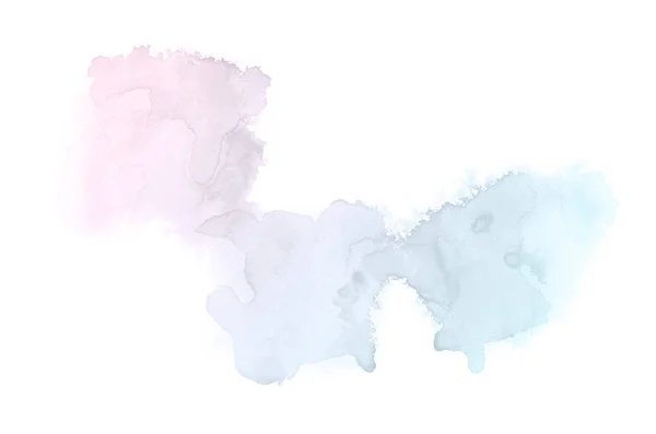 Obraz pozadí abstraktní akvarel s tekutým koláčem z akarelle barvy, izolované na bílém. Růžové a modré pastelové tóny — Stock fotografie
