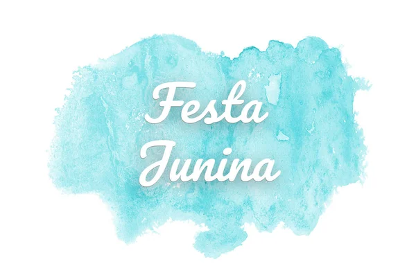 Abstract watercolor background image with a liquid splatter of aquarelle paint. Light blue tones. Festa Junina — Stock Photo, Image