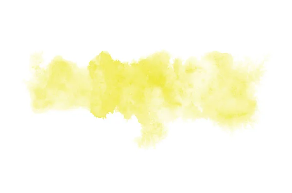 抽象水彩背景图像与水彩漆的液体飞溅，在白色上隔离。黄色色调 — 图库照片