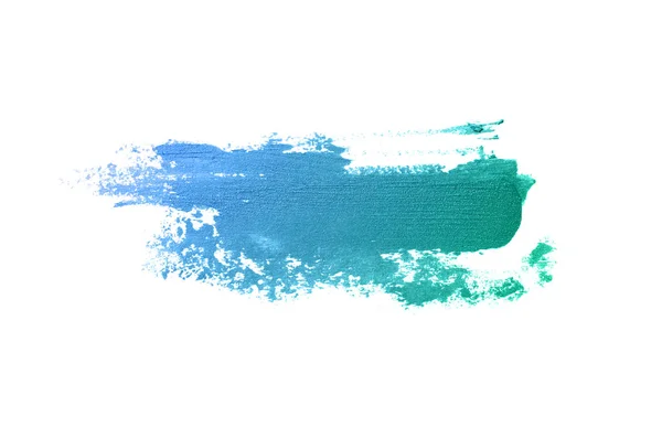 Mancha e textura de batom ou tinta acrílica isolada sobre fundo branco. Cor azul-turquesa — Fotografia de Stock