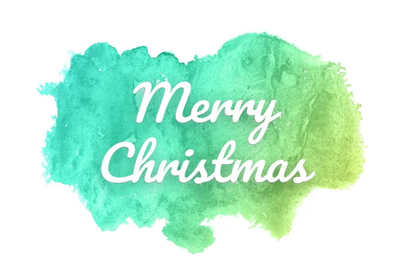Abstract watercolor background image with a liquid splatter of aquarelle paint.Green and yellow pastel tones. Merry Christmas — Stock Photo, Image