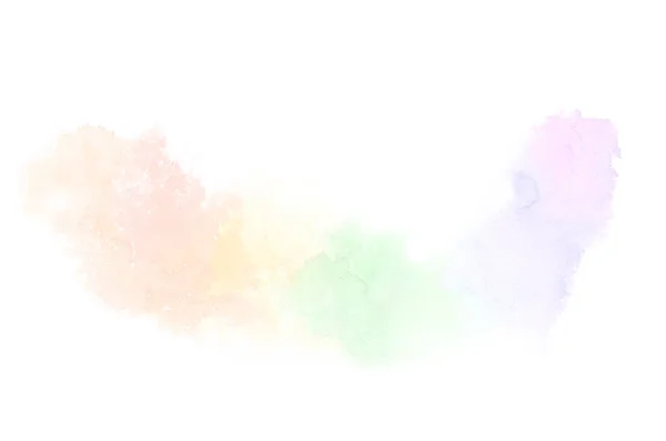 Abstraktes Aquarell-Hintergrundbild mit einem flüssigen Spritzer Aquarellfarbe, isoliert auf Weiß. Regenbogentöne — Stockfoto