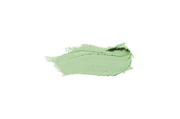 Smear and texture of lipstick or acrylic paint isolated on white background. Dark green color — Stock Photo, Image