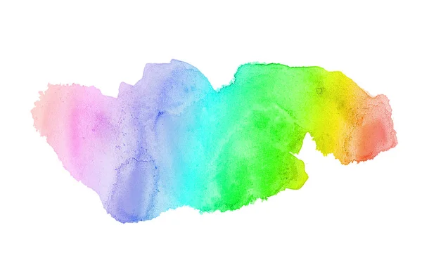 Abstract aquarel achtergrondafbeelding met een vloeibare Splatter van Aquarelle verf, geïsoleerd op wit. Regenboog tinten — Stockfoto