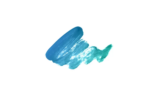Mancha e textura de batom ou tinta acrílica isolada sobre fundo branco. Cor azul-turquesa — Fotografia de Stock