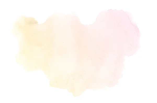 Imagem de fundo aquarela abstrata com um respingo líquido de tinta aquarelle, isolado em branco. Tons rosa e amarelo — Fotografia de Stock