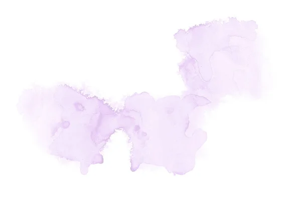 Abstrakt akvarell bakgrundsbild med en flytande splatter av akvarellfärg, isolerad på vitt. Lila toner — Stockfoto