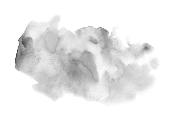 Abstract watercolor background image with a liquid splatter of aquarelle paint, isolated on white. Black and white tones — Stock Photo, Image