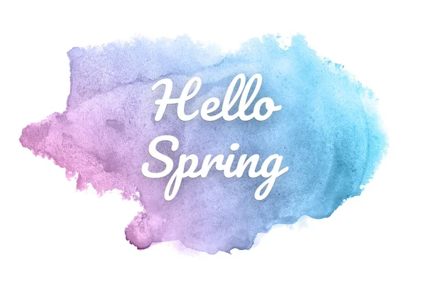 Abstract watercolor background image with a liquid splatter of aquarelle paint. Pink and blue pastel tones. Hello spring — Stock Photo, Image