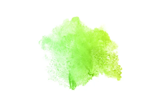 Abstract watercolor background image with a liquid splatter of aquarelle paint, isolated on white.Green and yellow pastel tones — Stock Photo, Image