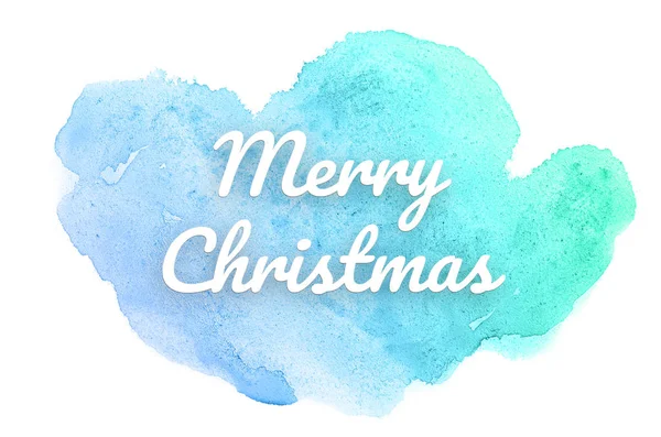 Abstract watercolor background image with a liquid splatter of aquarelle paint.Blue and turquoise pastel tones. Merry Christmas — Stock Photo, Image