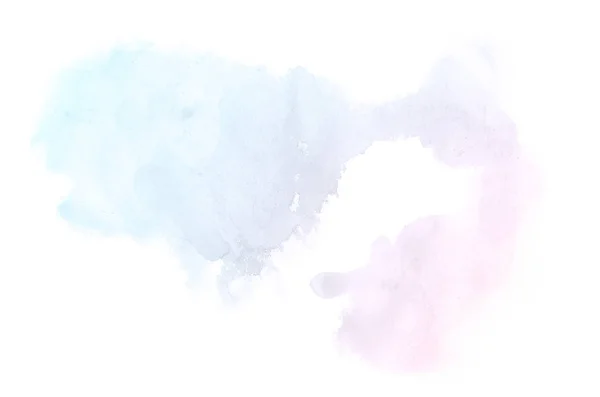 Abstract aquarel achtergrondafbeelding met een vloeibare Splatter van Aquarelle verf, geïsoleerd op wit. Roze en blauwe pasteltinten — Stockfoto