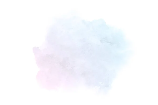 Imagen de fondo de acuarela abstracta con una salpicadura líquida de pintura acuarela, aislada en blanco. Tonos pastel rosa y azul — Foto de Stock