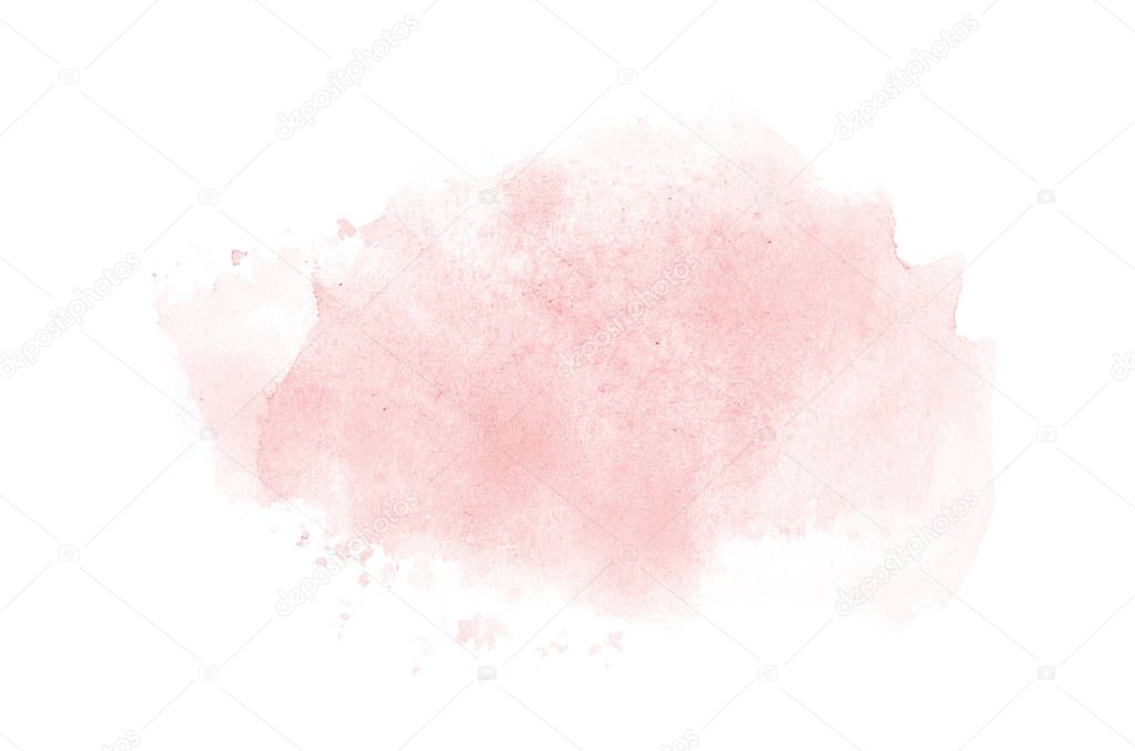 Abstract watercolor background image with a liquid splatter of aquarelle paint, isolated on white. Red tones