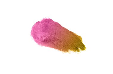 Smear ve ruj veya akrilik boya beyaz arka plan üzerinde izole doku. Lipgloss veya sıvı oje leke örneği inme. Güzellik kozmetik tasarım için eleman. Bronz renk