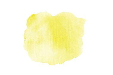 Beyaz üzerine izole edilmiş, sıvı bir kova boyası ile soyut suluboya arka plan görüntüsü. Sarı tonları