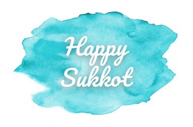 Kova boyası sıvı bir sıçrama ile soyut suluboya arka plan görüntüsü. Açık mavi tonları. Mutlu Sukkot