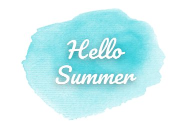 Kova boyası sıvı bir sıçrama ile soyut suluboya arka plan görüntüsü. Açık mavi tonları. Merhaba yaz